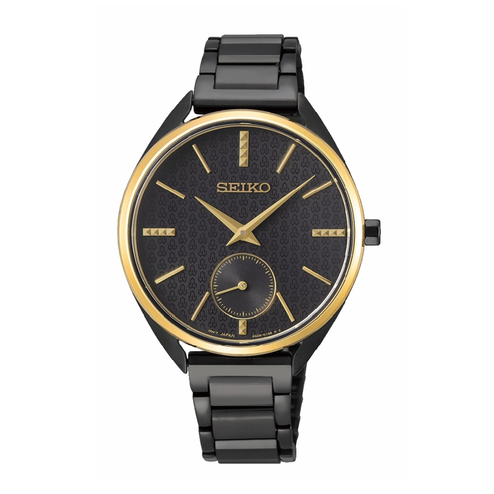 SEIKO精工 50周年紀念款小秒針黑鋼腕錶6G28-00Z0K(SRKZ49P1)