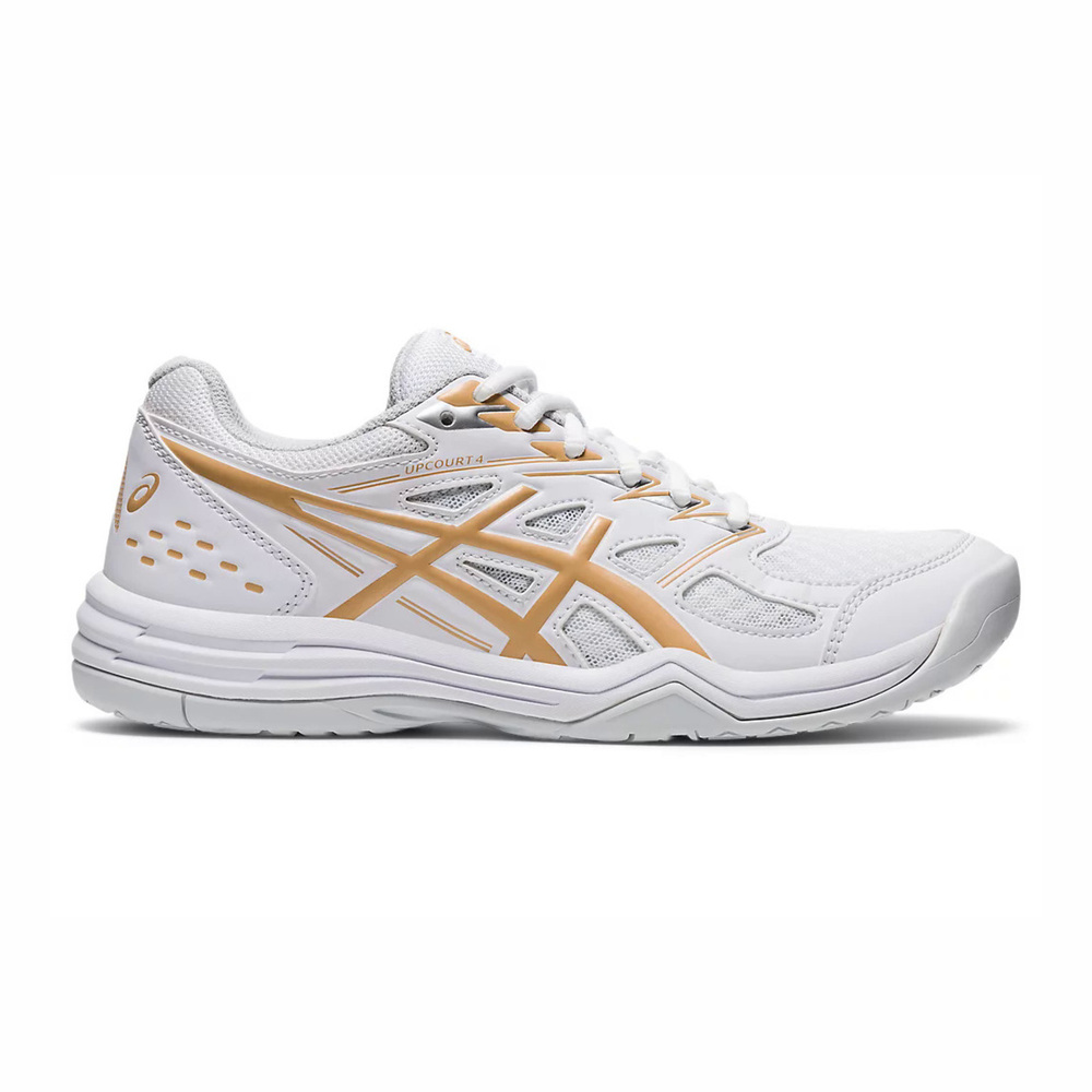 Asics Upcourt 4 [1072A055-103] 男女 排球鞋 羽球 運動 訓練 室內 緩震 穩定 白金