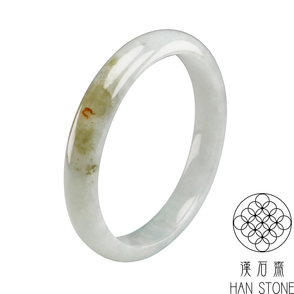 【漢石齋】天然A貨 冰糯種飄花 翡翠手鐲(手圍17/版寬9.8mm)