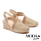 涼鞋 MODA Luxury 閃亮渡假風交叉鬆緊帶草編楔型涼鞋－金 product thumbnail 1
