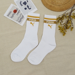 Puma 襪子 Fashion Crew Socks 白 黃 中筒襪 長襪 男女款 台灣製 白襪 穿搭 休閒 BB144402