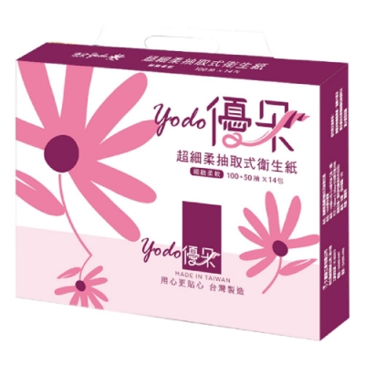 Yodo優朵超細柔抽取式花紋衛生紙150抽X84包/箱