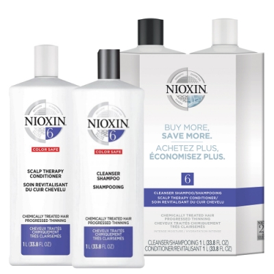 *NIOXIN  6號賦活洗髮+護髮組1000ml系列(需豐厚感 染燙後髮質)(含壓頭)