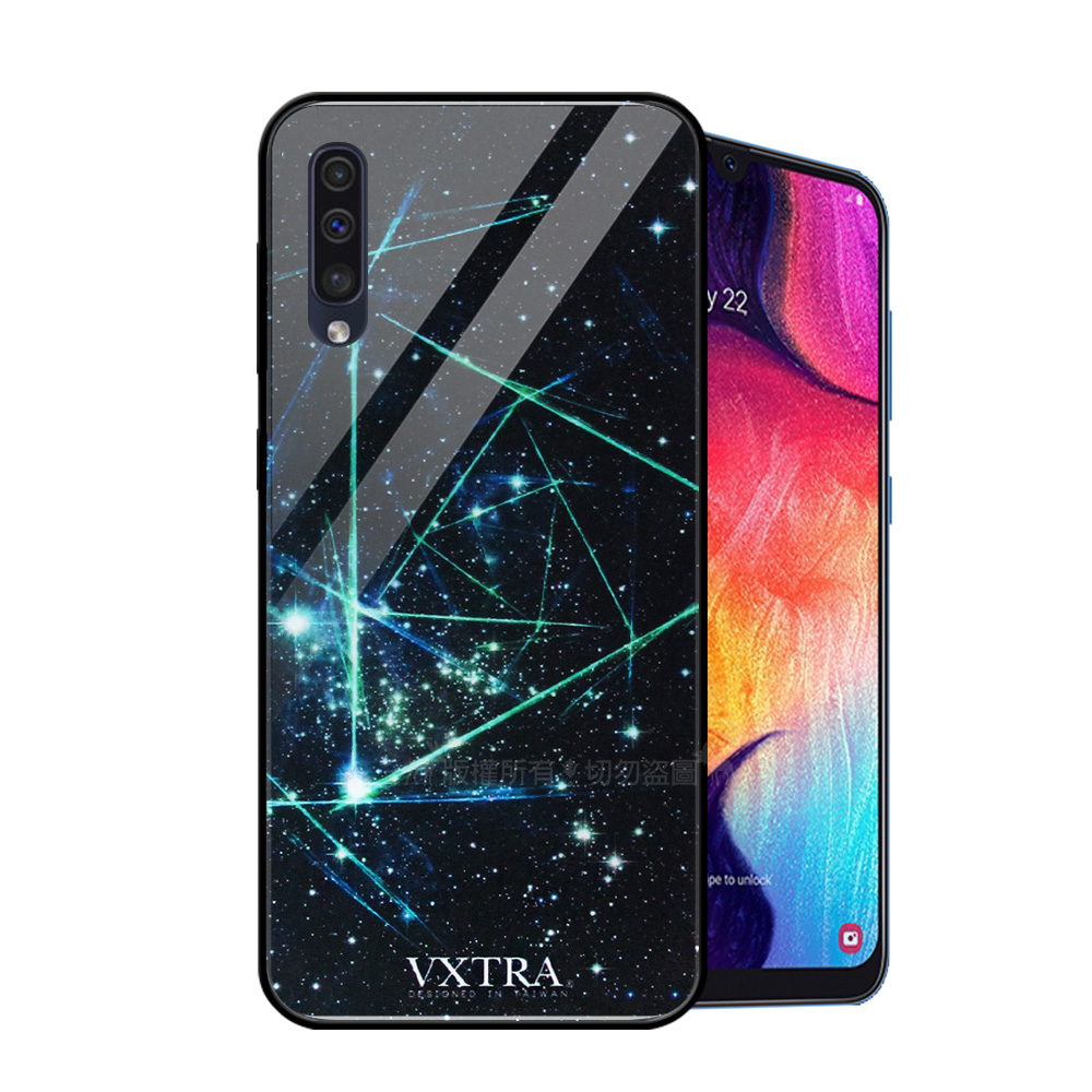 VXTRA Samsung Galaxy A50 鋼化玻璃防滑全包保護殼(科幻元素)