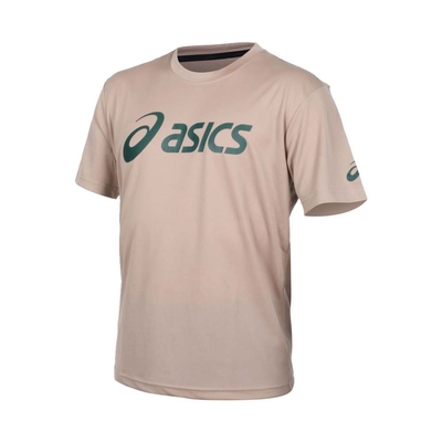 ASICS 男女短袖T恤-台灣製 吸濕排汗 慢跑 運動 上衣 亞瑟士 2033B666-201 摩卡綠