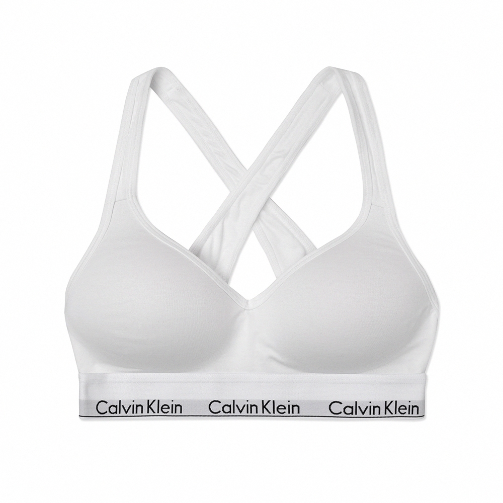 Calvin Klein 經典文字運動內襯上衣(女)-白色