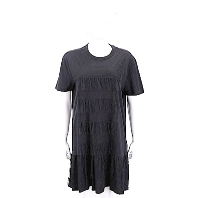 RED VALENTINO 點點蕾絲拼接黑色棉質洋裝