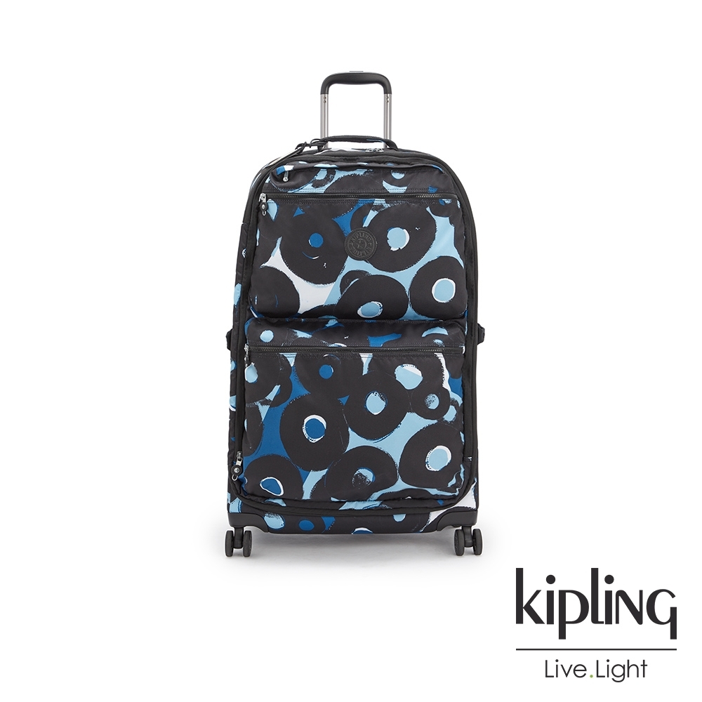 Kipling 童趣塗鴉印花拉鍊行李箱-CITY SPINNER L