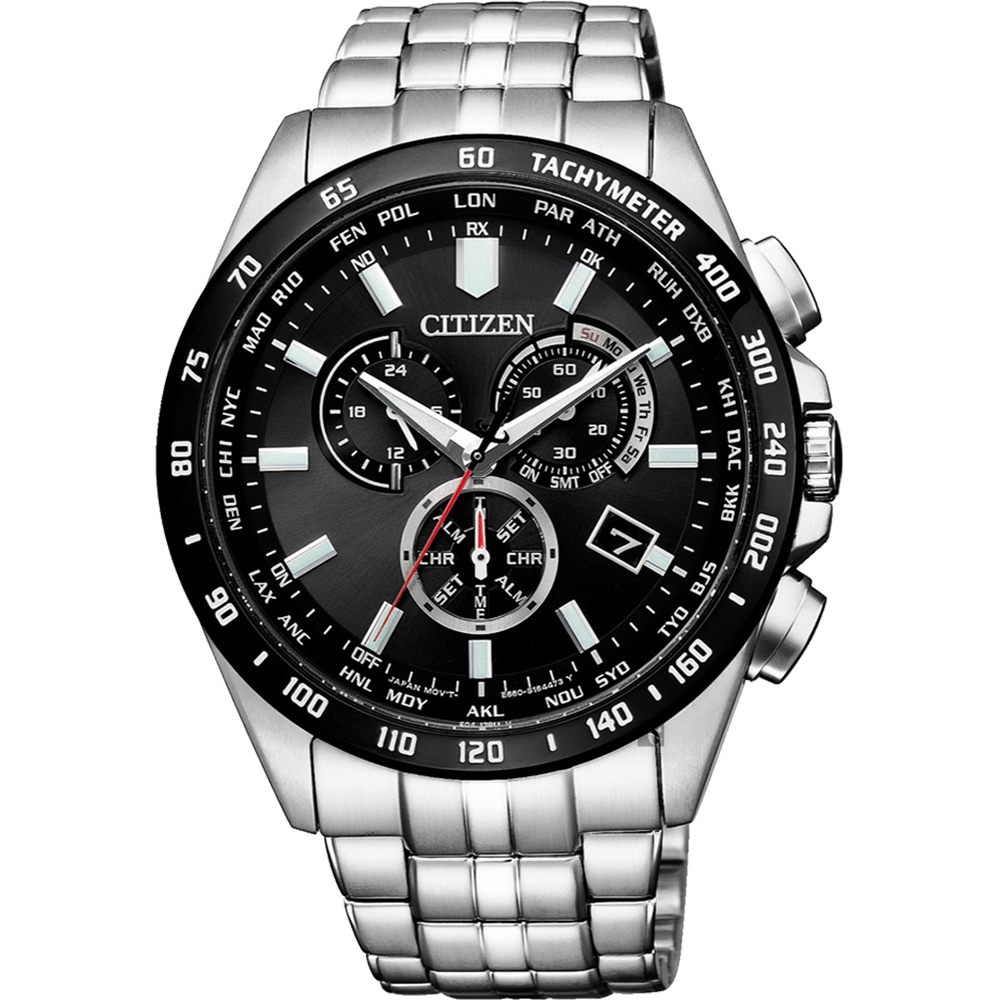 CITIZEN 星辰 光動能電波萬年曆計時手錶-43mm CB5874-90E