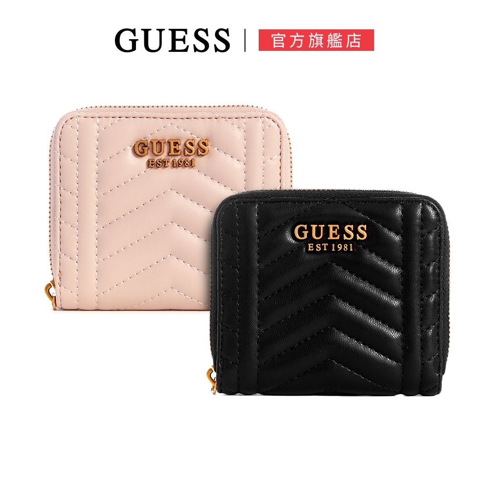 【GUESS】立體縫線拉鍊短夾-兩色可選