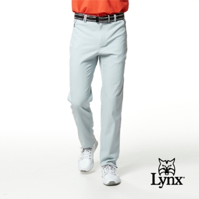 【Lynx Golf】男款日本進口布料透濕防潑水隱形拉鍊平口休閒長褲-淺灰色