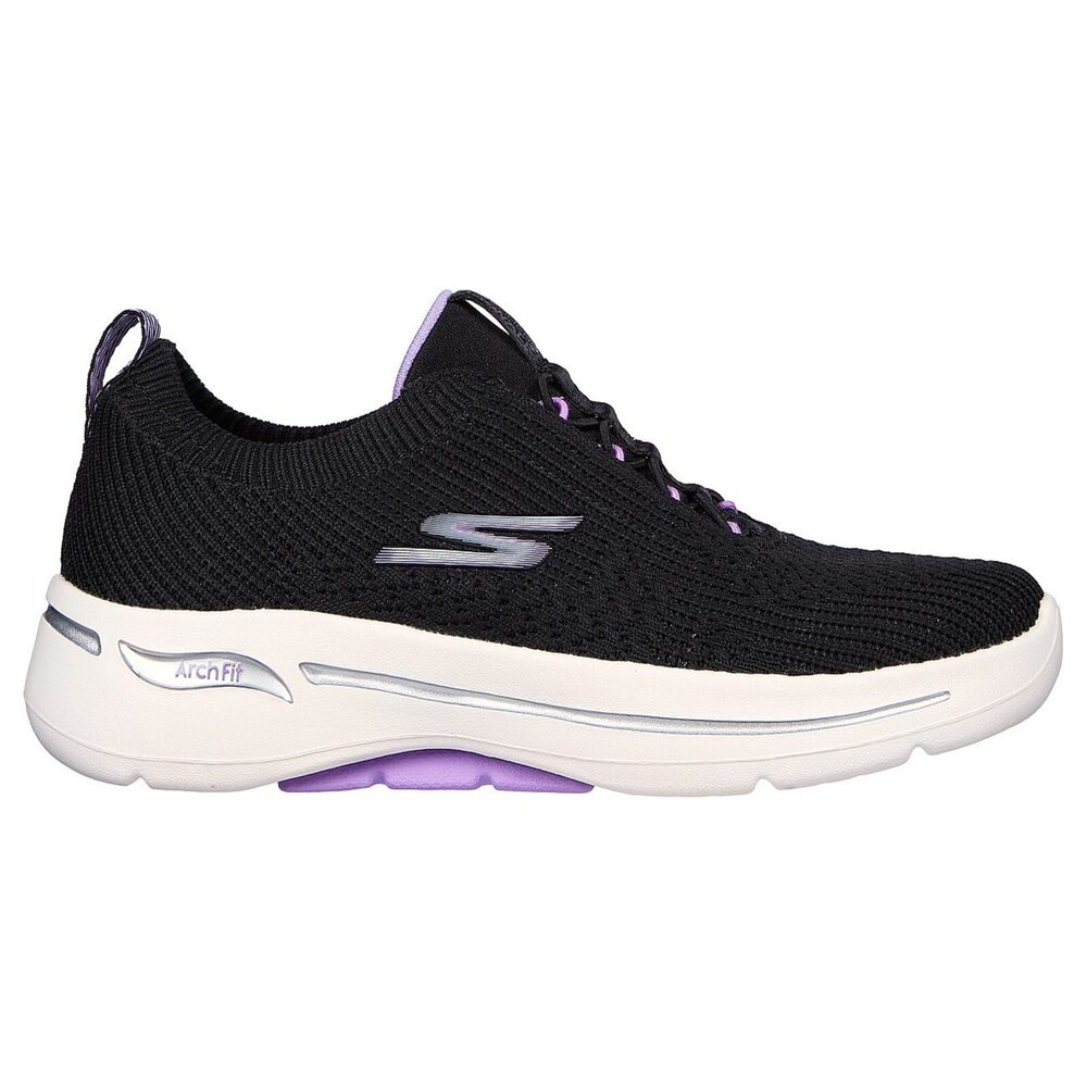 Skechers Go Walk Arch Fit [124882BKLV] 女 健走鞋 運動 休閒 支撐 穩定 黑 紫