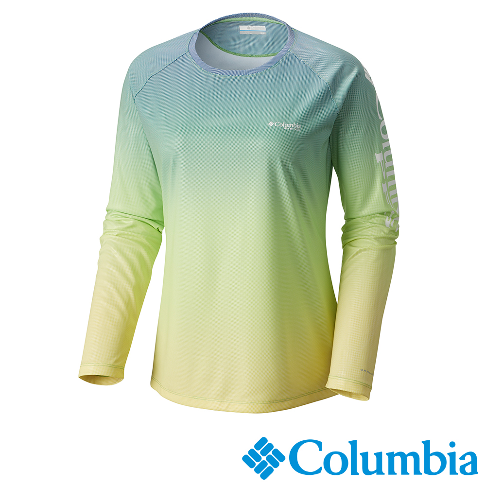 Columbia哥倫比亞 女款-PFG抗曬50快排長袖上衣-綠UFR00330AP