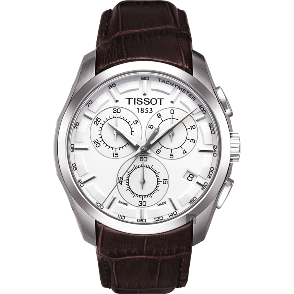 TISSOT 天梭 官方授權 Couturier 建構師系列計時腕錶 送禮推薦-白/41mm T0356171603100