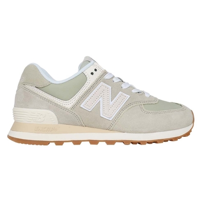 NEWBALANCE 女復古慢跑鞋-574系列 麂皮 慢跑 NB N字鞋 WL574QD2 淺霧綠灰白