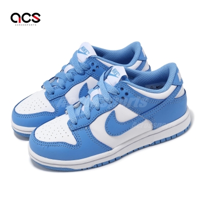 Nike 休閒鞋 Dunk Low PS 中童 藍 白 University Blue 北卡藍 小朋友 CW1588-103