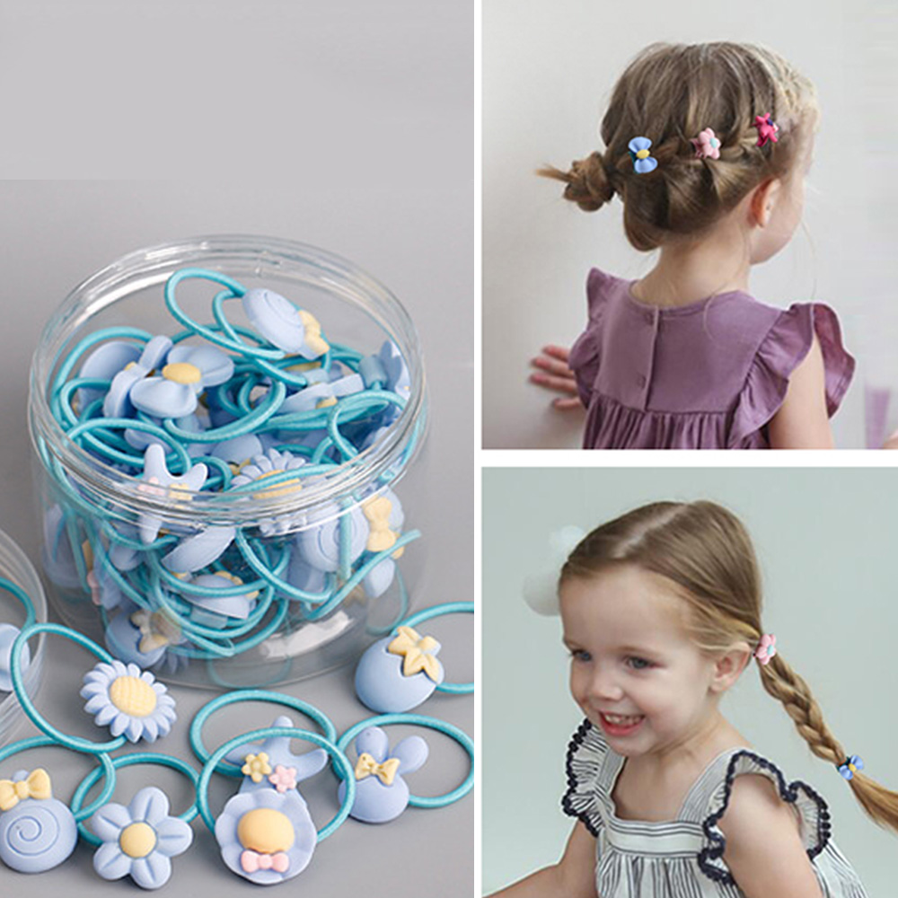 E-dot 可愛童趣造型髮圈髮夾40件盒裝組(藍色)
