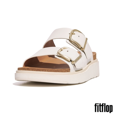 【FitFlop】GEN-FF 金屬扣環調整式皮革雙帶涼鞋-女(都會白)