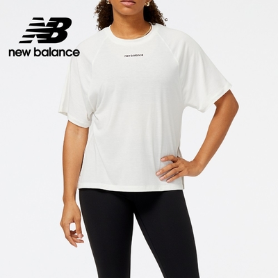 [New Balance]落肩側開叉短袖上衣_女性-象牙白_象牙白_WT31103SST