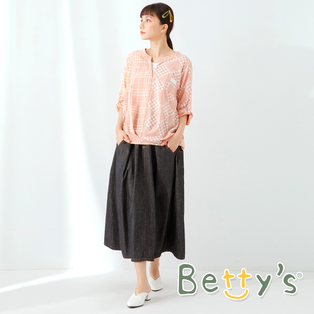 betty’s貝蒂思　腰圍設計款中長裙 (牛仔黑)