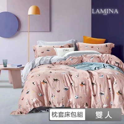 【LAMINA】雙人 100%萊賽爾天絲枕套床包組-3款任選(可愛系列)