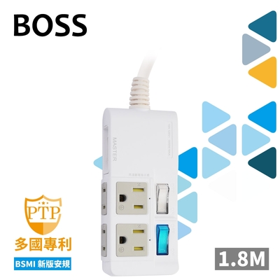 BOSS 3開4插2P-3P正側延長線1.8米 K101