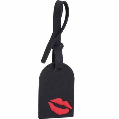 LULU GUINNESS Lip Blot 紅唇矽膠行李吊牌(黑色)