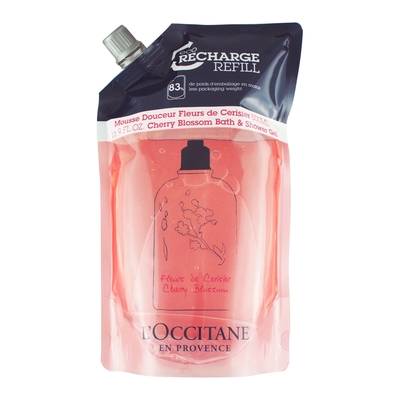 (即期品)L’OCCITANE 歐舒丹 櫻花沐浴膠補充包 500ml（效期至2025年02月.百貨公司貨）