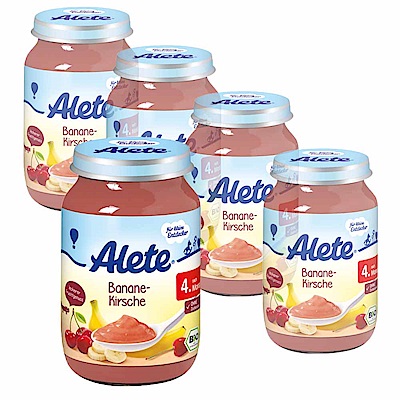 德國Alete-寶寶副食品6+ (香蕉櫻桃果泥) 5入組