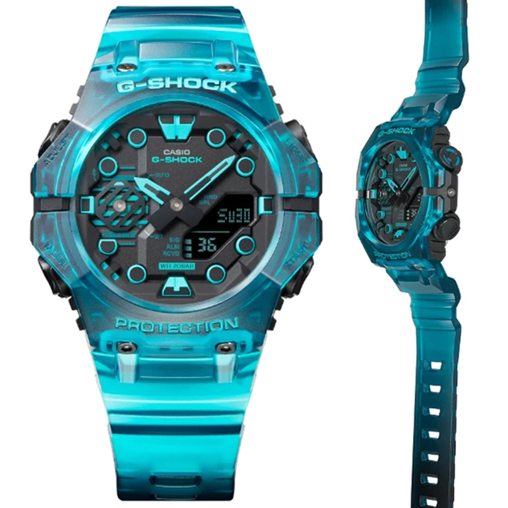 CASIO卡西歐G-SHOCK 全新錶殼智慧藍芽碳纖維核心防護雙顯錶-GA-B001G