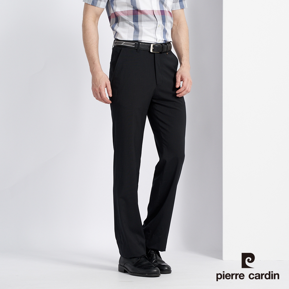 Pierre Cardin皮爾卡登 男裝 彈性格紋平口西裝長褲-深灰色 (5197843-98) product image 1