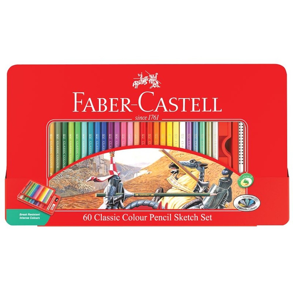 FABER-CASTELL 輝柏油性彩色鉛筆油性色鉛筆鐵盒60色/盒115893 | 筆