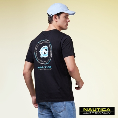 Nautica 男裝 COMPETITION品牌LOGO環繞圖騰設計短袖T恤-黑色