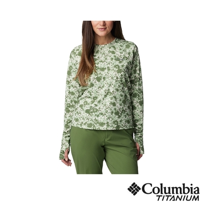 Columbia哥倫比亞 女款-鈦 Summit Valley超防曬UPF50快排長袖上衣-綠色花紋 UAR26910BK/IS