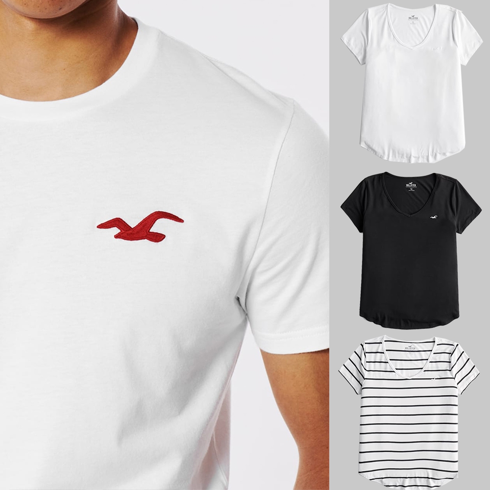 Hollister 海鷗 HCO 熱銷刺繡海鷗素面短袖T恤-男女款-多色選