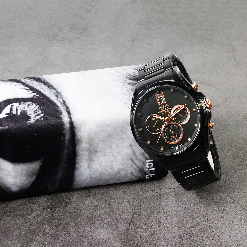ALBA 台灣獨賣情人節限量計時腕錶(AT3B11X1)-黑/43mm