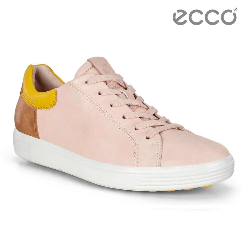ECCO SOFT 7 W 經典輕巧撞色休閒鞋 女-粉
