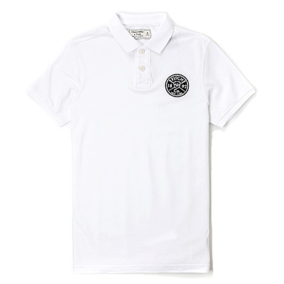 麋鹿 AF A&F 經典麋鹿刺繡標誌短袖Polo衫-白色