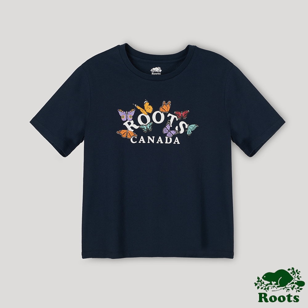 Roots 女裝- 生生不息系列 蝴蝶元素短袖T恤-藍色 product image 1