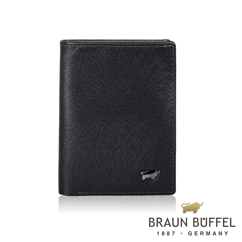 【BRAUN BUFFEL 德國小金牛】台灣總代理 防盜 3卡名片夾-馬毛黑/BF324-N402-BK