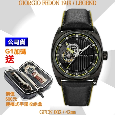 最低價-GIORGIO FEDON 1919 義大利-喬治菲登 LEGEND傳奇24小時鏤空黑黃面42㎜(GFCN002)