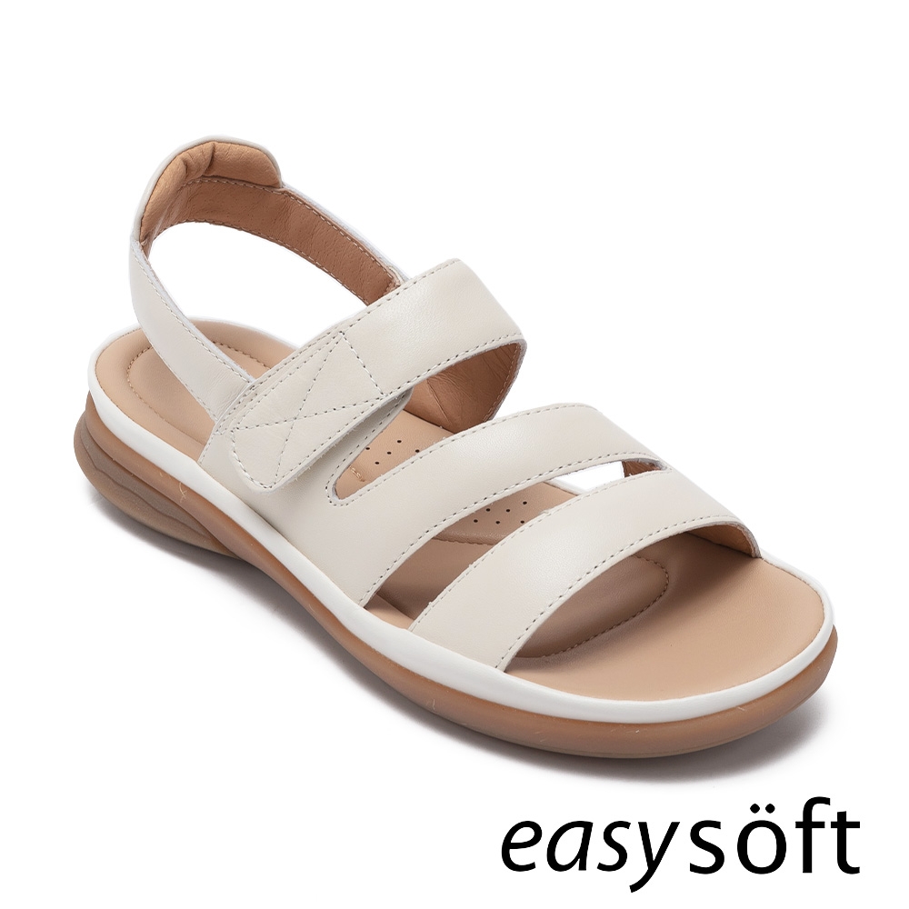 Easy-Spirit-IBAI 羊皮舒適寬帶涼鞋-白色