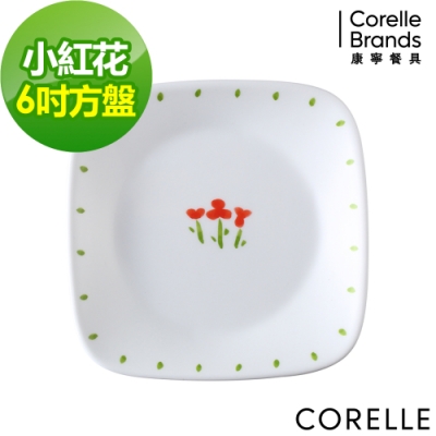 【美國康寧】corelle小紅花方形6吋盤