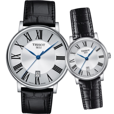 TISSOT 天梭 官方授權CARSON 無限愛戀經典對錶-40x30mm