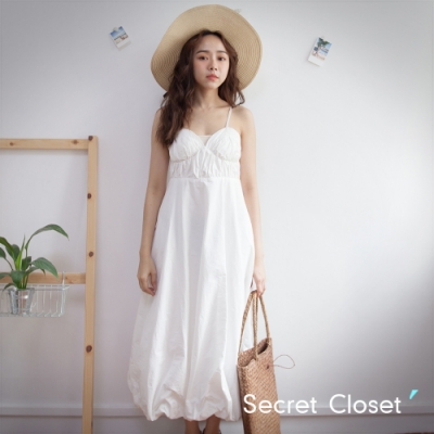 Secret Closet-細帶胸型澎裙洋裝-白色