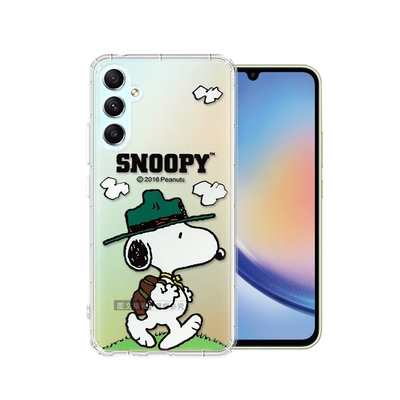 史努比/SNOOPY 正版授權 三星 Samsung Galaxy A34 5G 漸層彩繪空壓手機殼(郊遊)