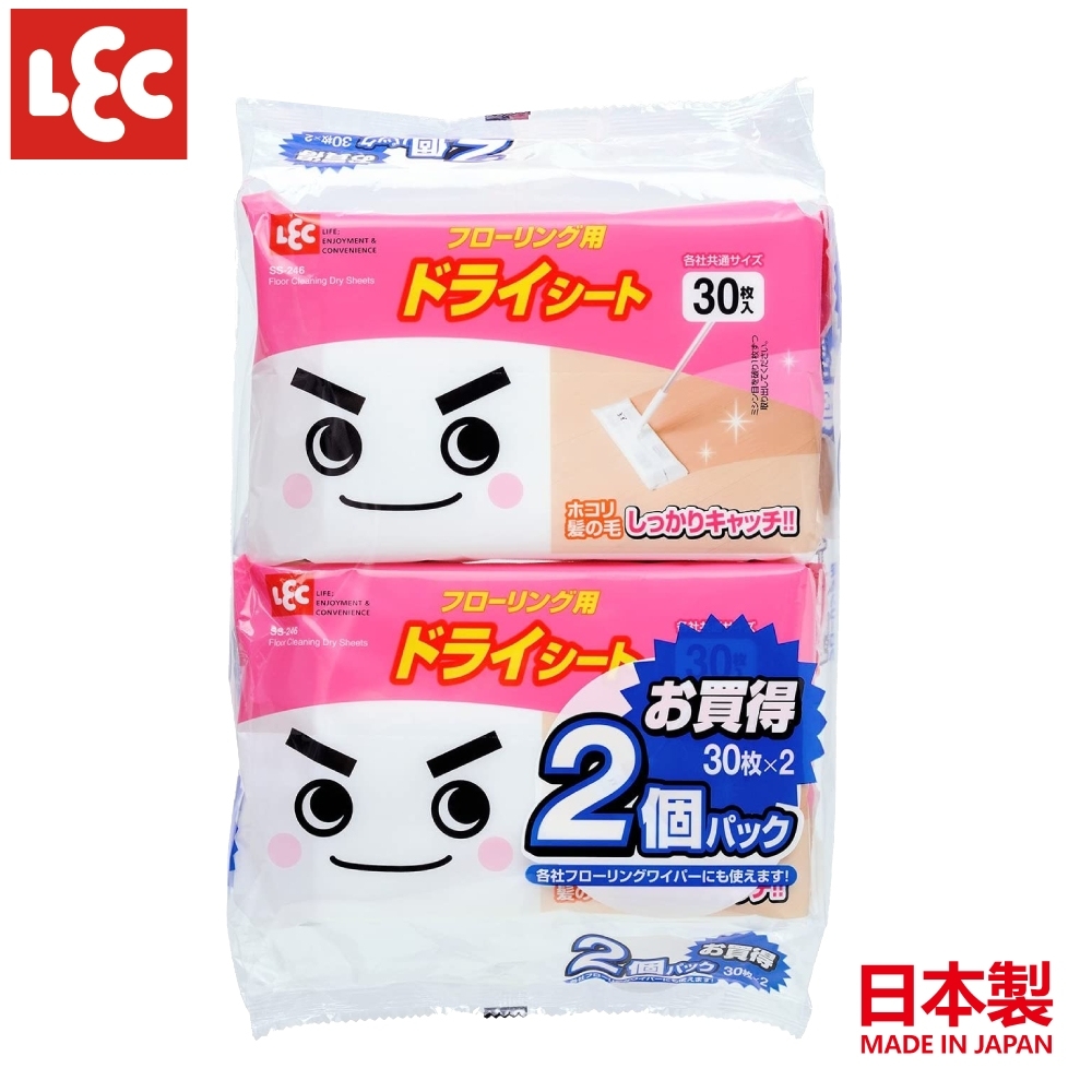 日本LEC 激落地板清潔用除塵紙巾30枚X2包入
