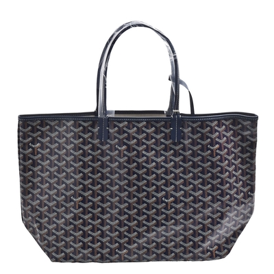 GOYARD 經典St. Louis PM防水帆布LOGO購物包(中-深藍)