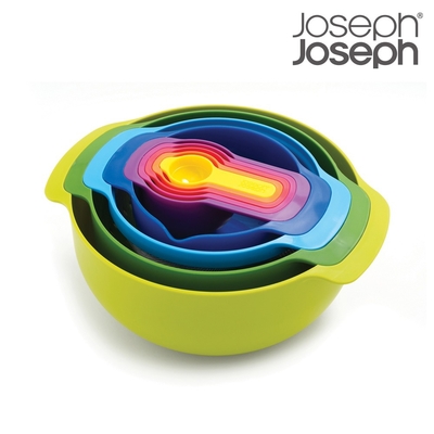 【英國Joseph Joseph】 Nest系列 多功能攪拌量測盆9件組 - 繽紛