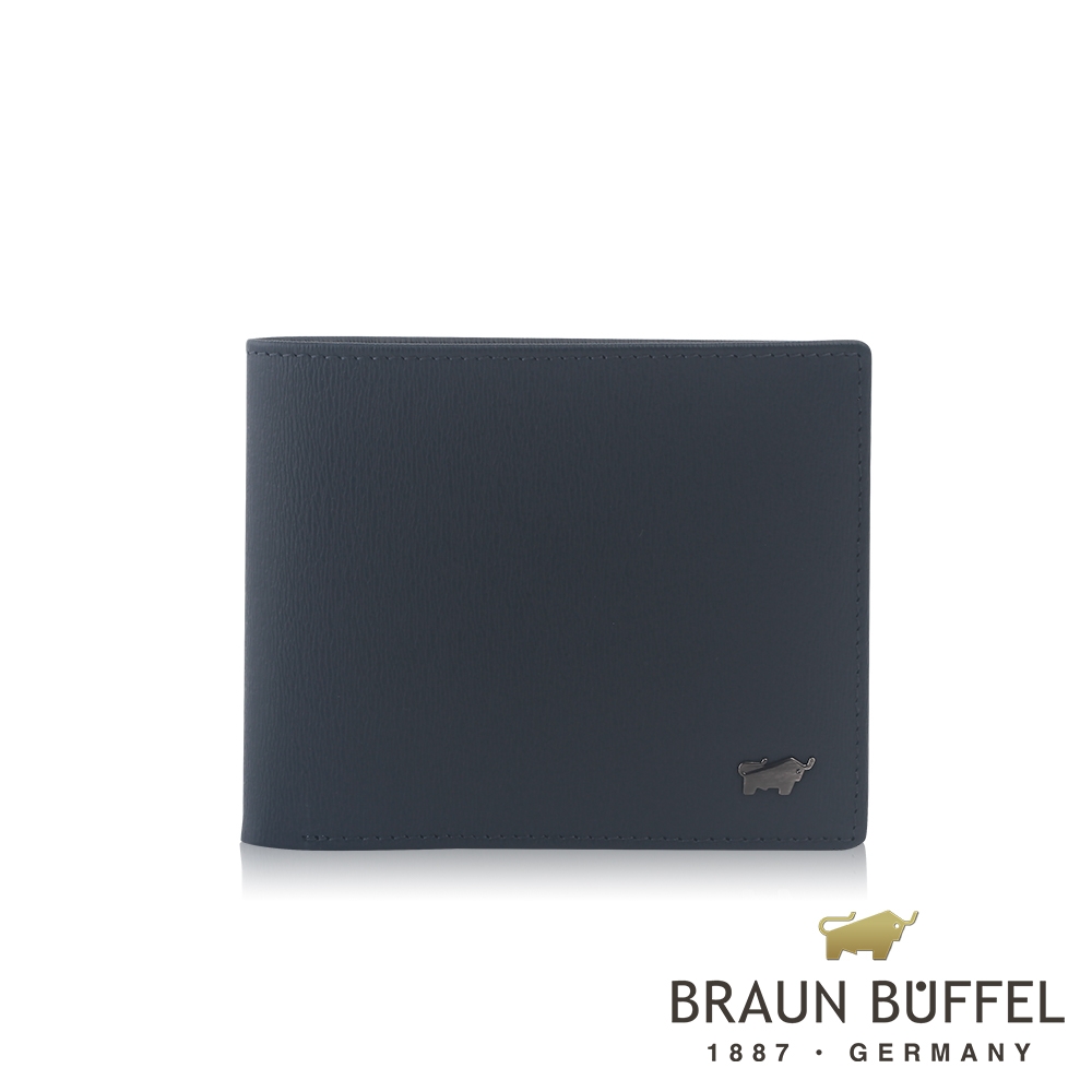 【BRAUN BUFFEL 德國小金牛】台灣總代理 默瑟-II 12卡中間翻透明窗短夾 (網路限定)-印度藍/BF384-317-II